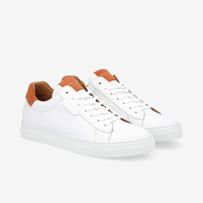 SPARK CLAY M - NAPPA/SUEDE -  BLANC/ORANGE SANGUINE